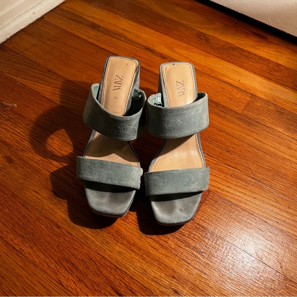 Zara blue suede block heels | chunky heels - Picture 4 of 5